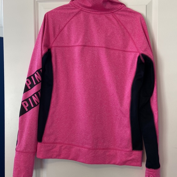 ✨ HOST PICK! Victoria’s Secret PINK women’s M hot pink/black 1/4 zip pullover - Picture 6 of 6